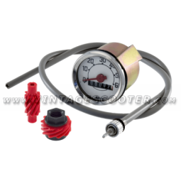 Compteur Vespa 50 Fond Blanc 60KM/H + Transmission & Engrenages